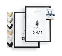 Heimlich® - Marco para fotos - A4 21 x 30 cm, madera de ayos, negro, paquete de 2 - Marco para documentos, certificados y diplomas con cubierta de plástico - Montaje en pared o sobremesa