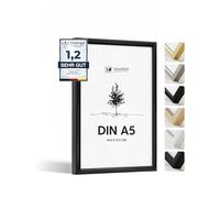 Heimlich® - Marco para fotos - A5 14,8x21 cm, Aluminio, Negro - Marcos para diplomas, pósteres, collage con cubierta de plástico - Montaje en pared o sobremesa