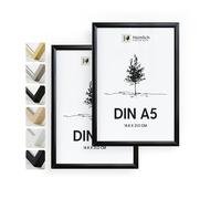 Heimlich® - Marco para fotos - A5 14,8x21 cm, Aluminio, Negro, Paquete de 2 - Marcos para diplomas, pósteres, collage con cubierta de plástico - Montaje en pared o sobremesa