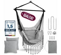 HEIMLING Sillón Colgante de Interior y Exterior XXL [Pack Todo Incluido con Suspensión + 3 Cojines] Sillón Colgante para niños y Adultos hasta 150 kg | Hamaca Interior para salón