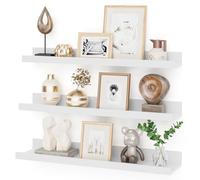 Heimlove Estante para fotos de 24 pulgadas con borde, estantes flotantes blancos para pared, juego de 3, estantes de pared en diferentes profundidades para sala de estar, dormitorio, guardería