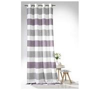 heimtexland® - Cortina de Lino con Ojales, 245 x 140 cm, a Rayas, Tipo 633, poliéster, Morado, 245 x 140 cm