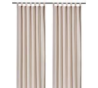 heimtexland ® Cortina Decorativa con Trabillas y Cinta Fruncida, Color Crema, 175 x 140 cm, Opaca, Pero Deja Pasar la luz, Color Natural Mate Monocromo - Cortina con Trabillas ÖKOTEX Typ117