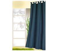 heimtexland ® Cortina Decorativa con Trabillas y Cinta Fruncida, Opaca, Pero Deja Pasar la luz, Color Azul petróleo Oscuro, 245 x 140 cm, Tipo 117