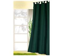 heimtexland ® Cortina Decorativa con Trabillas y Cinta Fruncida, Opaca, Pero Deja Pasar la luz, Color Liso - Cortina con Trabillas, Color Verde Abeto, 245 x 140 cm, Tipo 117