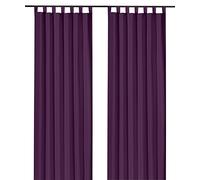 heimtexland Cortina decorativa con trabillas y cinta fruncidora Uni en lila (alto x ancho) 175 x 140 cm, opaca pero deja pasar la luz - cortina natural mate violeta monocolor con bonita caída ligera