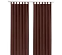 heimtexland Cortina decorativa con trabillas y cinta fruncidora Uni en marrón chocolate (alto x ancho) 175 x 140 cm, opaca pero deja pasar la luz - cortina natural mate marrón