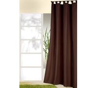 heimtexland Cortina decorativa con trabillas y cinta fruncidora Uni en marrón chocolate (alto x ancho) 245 x 140 cm, opaca pero deja pasar la luz - cortina natural mate