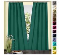 heimtexland ® Cortina opaca de algodón liso, con cinta fruncida, para habitación infantil, color verde bosque, 150 x 135 cm (alto x ancho), tipo 625