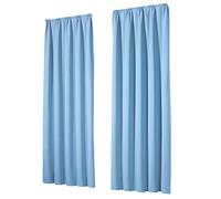 heimtexland Cortinas opacas térmicas, juego de 2 unidades, con cinta fruncida, aislante contra el frío, Öko-Tex, para habitación infantil, tipo 139, color azul pastel, 145 x 135 cm (alto x ancho)