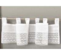 heimtexland ® Gardine decorativa de bistec con puntilla tejida, cortina de bistec de algodón blanco con borde tejido, cortina de estilo rústico, garaje de puntilla tipo 793, cortina de ventana 30 x