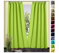 heimtexland ® Kiwi - Cortina opaca (algodón, 245 x 135 cm), color verde