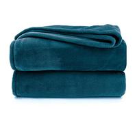 heimtexland Manta mullida de franela cálida con certificación Oeko-Tex, manta para sofá, sin pelusas, manta de forro polar, muy suave, 130 x 170 cm, tipo380, color verde oscuro y esmeralda