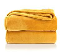 heimtexland Manta mullida de franela, cálida, con certificación Oeko-Tex, manta para sofá, sin pelusas, manta de forro polar, manta supersuave XL, 150 x 200 cm, tipo380, color amarillo azafrán