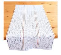 heimtexland ® Mantel de encaje de ganchillo rústico, decoración de mesa vintage, ribete de ganchillo, color blanco, tipo 793, camino de mesa de 40 x 90 cm
