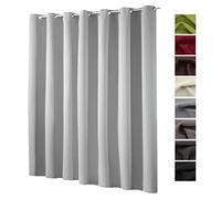 Heimtexland TYP139 - Cortina opaca, opaca, con ojales - XXL (245 x 275 cm) - Cortina térmica: aislamiento de frío y de calor, para desembalar, colgar, Lista Para usar, Cortina decorativa, tela, plata, HxB 245x275 cm