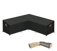 HEIMUNI Funda Muebles Jardin Forma de L, Funda Protectora Sofa Exterior Esquinero Funda Sofa Exterior Impermeable con Salida de Aire, Funda Sofá Esquina Jardin Resistente al Viento 300x300x100x90/65cm