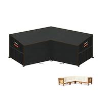 HEIMUNI Funda Muebles Jardín Impermeable en Forma de L, Funda Sofa Exterior Impermeable con Salida de Aire, Funda Sofá de Esquina Cubierta de Muebles Resistentes al Desgarro 220x220x87x80/65cm