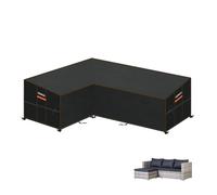 HEIMUNI Funda para Muebles de Jardín en Forma de L, Funda Sofa Exterior Impermeable con Salida de Aire, Funda Sofa Esquinero Jardin Funda para Sofa Exterior Resistentes al Desgarro, 150x215x80x80/65cm