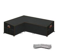 HEIMUNI Funda para Muebles de Jardín en Forma de L, Fundas Sofa Exterior Impermeable Funda Sofa Esquinero Jardin con Salida de Aire Fundas Protectora Sofa Jardin Anti UV, 222x286x90x80/65cm