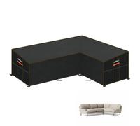 HEIMUNI Funda para Sofá Exterior en Forma L, Funda Sofa Esquinero Jardin Fundas Muebles Exterior Impermeable, Fundas Protectora para Sofá de Jardín en L con Salida de Aire, 260x210x90x80/65cm