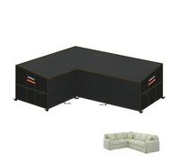 HEIMUNI Funda Sofá Esquina Jardín Funda Sofa Exterior Impermeable con Salida de Aire, Funda Protectora Muebles Jardín en Forma de L, Funda para Sofa Exterior Resistente al Viento 180x250x90x80/65cm