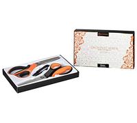 HEIMWERT Tijeras de sierra y tijeras profesionales, juego de 2 de acero inoxidable de para corte de sierra Corte de onda en caja de regalo incl. cortador de hilo como bono