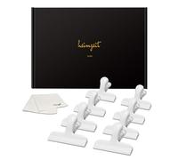 heimzeit Clips para Bolsas de Alimentos, Bolsas y Documentos hechos de Acero Inoxidable, Blanco [8 Piezas, 77 x 20 x 30 mm] Pinzas de Colores, Fuerte Fuerza de Resorte