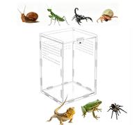 HEINALOUS Terrario acrílico para reptiles y arañas, recinto a prueba de fugas (horizontal/vertical) | Ideal para tarántulas, arañas saltarinas, ranas y gecos (versión vertical)
