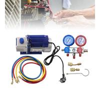HeinaTond Bomba de vacío de 180 W para aire acondicionado, juego con 3 mangueras, manómetro, 150 micrones, conexión de 1/4 pulgadas, ideal para coche R134a R410a, bomba de vacío para aire