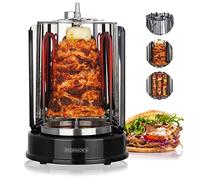 HEINRICHS - Parrilla Vertical 1400W Para Kebab, Pollo, Carne - Aparato De Cocción Rotativo Eléctrico - Ideal Para El Hogar - Negro - Facile De Limpiar Y Usar