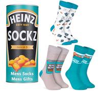 Heinz Calcetines para hombre, paquete de 3 unidades, ketchup, frijoles horneados, calcetines para hombres y adolescentes, suaves, transpirables, talla 9-12, regalos para él (verde azulado)
