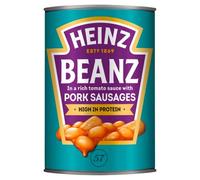 Heinz Frijoles al horno y salchichas de cerdo de gran tamaño 415g