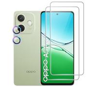 Heioloo 3 Piezas Protector de Pantalla para OPPO A5 Pro 4G/5G, [2+1] Piezas Cristal Templado con Protector de Lente de cámara,Sin Burbujas, Dureza 9H Vidrio Templado, Arañazos