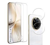 Heioloo 4 Pack Protector de Pantalla para Realme 14 Pro Plus/Realme 14 Pro+, Contiene [2 Pack] Protector de Pantalla y [2 Pack] Cristal Templado de cámara, [Sin Burbujas] [Película Flexible]