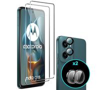 Heioloo 4 Piezas Protector de Pantalla para Motorola Moto G05 4G, [2+2] Piezas Cristal Templado con Protector de Lente de cámara,Sin Burbujas, Dureza 9H Vidrio Templado, Arañazos
