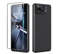 Heioloo Funda para ASUS zenfone 12 Ultra Carcasa Delgada Mate TPU Suave Protectora Caso Antigolpes Anti-caída Cover + [1 Pieza] Cristal Templado Protector de Pantalla - Negro