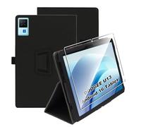 Heioloo Funda para DOOGEE U13 Android 16 Tablet 13" Protectora Carcasa con Auto-Sueño/Estela, + [1 Piezas] Templado Protector de Pantalla [PU Cuero] [Ultradelgada Carcasa] [Función de Soporte]- Negro