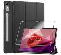 Heioloo Funda para Lenovo Tab P12/P12 Paper Flip Protectora Carcasa con Auto-Sueño/Estela, + [1 Piezas] Templado Protector de Pantalla [PU Cuero] [Ultradelgada Carcasa] [Función de Soporte] Negro