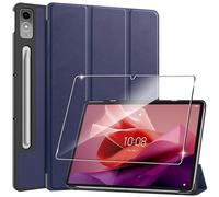 Heioloo Funda para Lenovo Tab P12/P12 Paper Flip Protectora Carcasa con Auto-Sueño/Estela, + [1 Piezas] Templado Protector de Pantalla [PU Cuero] [Ultradelgada Carcasa] [Función de Soporte] Azul