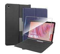 Heioloo Funda para Lenovo Tab Plus Flip Protectora Carcasa con Auto-Sueño/Estela, [1 Piezas] Templado Protector de Pantalla [PU Cuero] [Ultradelgada Carcasa] [Función de Soporte] [Dureza 9H] Azul