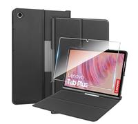 Heioloo Funda para Lenovo Tab Plus Flip Protectora Carcasa con Auto-Sueño/Estela, [1 Piezas] Templado Protector de Pantalla [PU Cuero] [Ultradelgada Carcasa] [Función de Soporte] [Dureza 9H] Negro