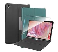 Heioloo Funda para Lenovo Tab Plus Flip Protectora Carcasa con Auto-Sueño/Estela, [1 Piezas] Templado Protector de Pantalla [PU Cuero] [Ultradelgada Carcasa] [Función de Soporte] [Dureza 9H] Verde