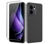 Heioloo Funda para OPPO Reno 13F/ OPPO Reno 13 F 5G/4G Carcasa Delgada Mate TPU Suave Protectora Caso Antigolpes Anti-caída Cover + [1 Pieza] Cristal Templado Protector de Pantalla - Negro