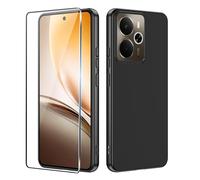 Heioloo Funda para realme 14 5G/Realme 14T 5G Carcasa Delgada Mate TPU Suave Protectora Caso Antigolpes Anti-caída Cover + [1 Pieza] Cristal Templado Protector de Pantalla - Negro