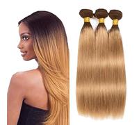 Heiowuio 22 24 26 Pulgada Brazilian Remy Hair Bundles Human Hair Extension T427 Ombre Blonde Straight Unprocessed Cabello humano Tissage Brazilianne Real Human Hair 3 Bundles Total 300g