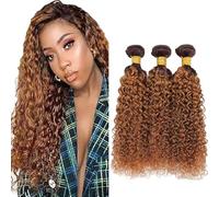 Heiowuio 22 24 26 Pulgada Brazilian Remy Hair Bundles Human Hair Extension T430 Ombre Brown Kinky Curly Unprocessed Cabello humano Tissage Brazilianne Real Human Hair 3 Bundles Total 300g