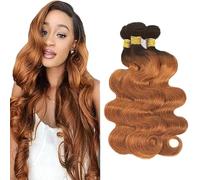 Heiowuio 24 26 28 Inch Brazilian Remy Hair Bundles Human Hair Extension T430 Ombre Brown Body Wave Unprocessed Cabello humano Tissage Brazilianne Real Human Hair 3 Bundles Total 300g