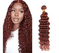 Heiowuio 24 Inch Brazilian Remy Hair Bundles Human Hair Extension #33 Reddish Brown Deep Wave Unprocessed Cabello humano Tissage Brazilianne Real Human Hair 100g/Bundles