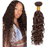 Heiowuio 24 Inch Brazilian Remy Hair Bundles Human Hair Extension #4 Chocolate Brown Water Wave Unprocessed Cabello humano Tissage Brazilianne Real Human Hair 100g/Bundles
